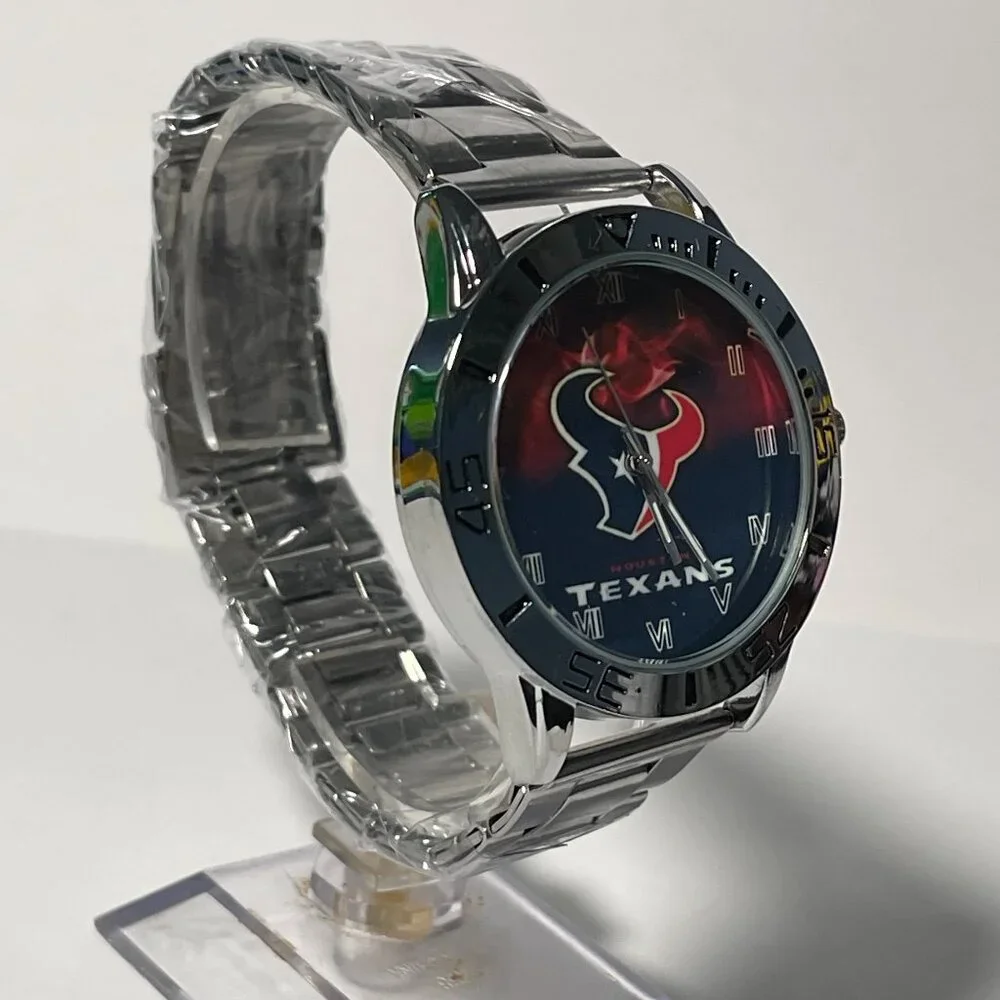 Houston Texans NFL Team Logo Men's Stainless-Steel Silver Watch NEW